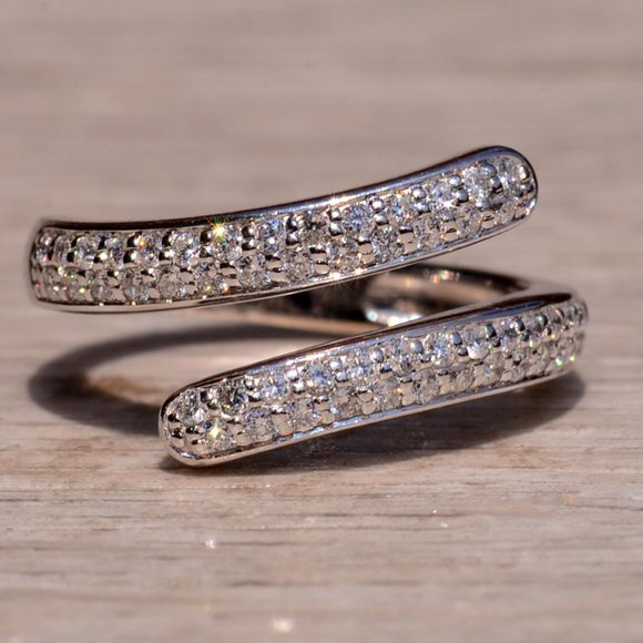 Jewelry | Diamanti Signed Diamond Bypass Ring In White Gold With ...